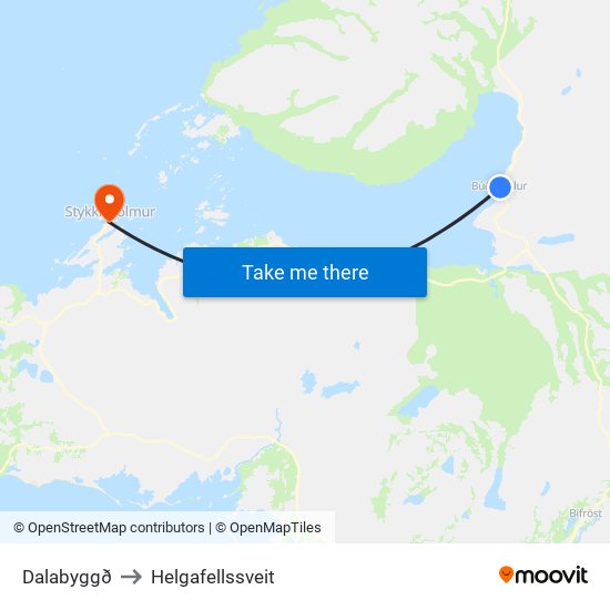 Dalabyggð to Helgafellssveit map