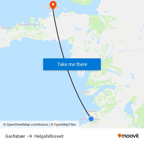 Garðabær to Helgafellssveit map