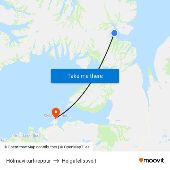 Hólmavíkurhreppur to Helgafellssveit map