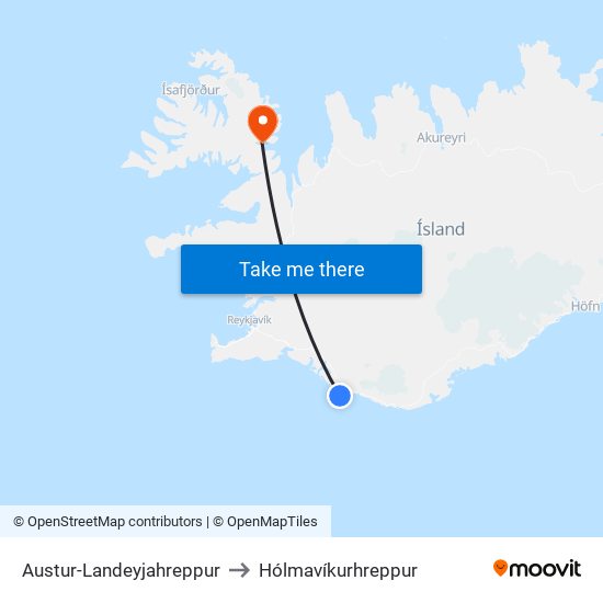 Austur-Landeyjahreppur to Hólmavíkurhreppur map