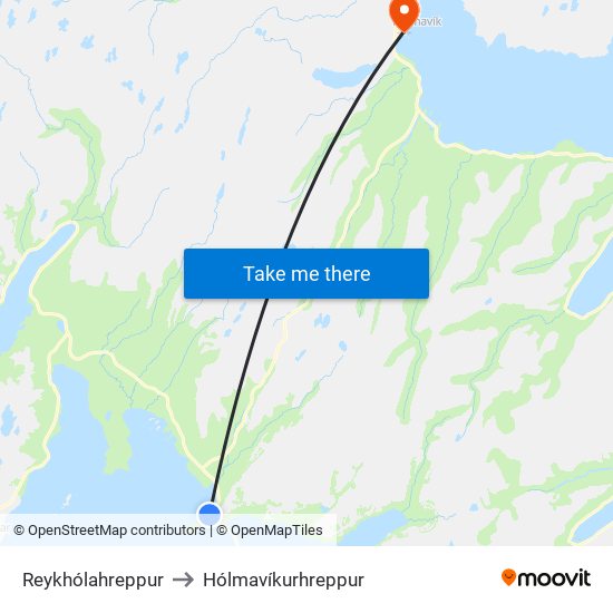 Reykhólahreppur to Hólmavíkurhreppur map