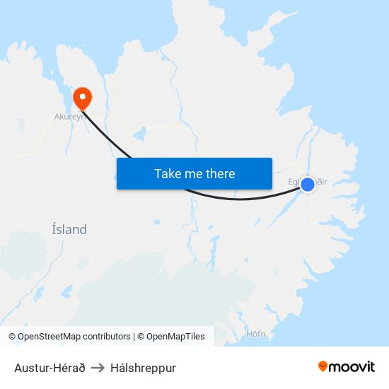 Austur-Hérað to Hálshreppur map