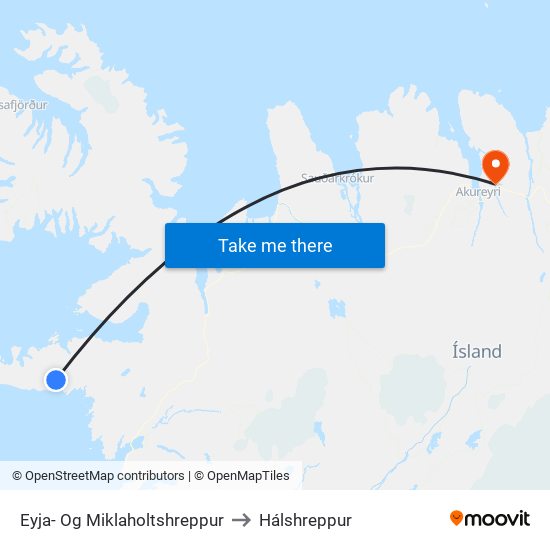 Eyja- Og Miklaholtshreppur to Hálshreppur map