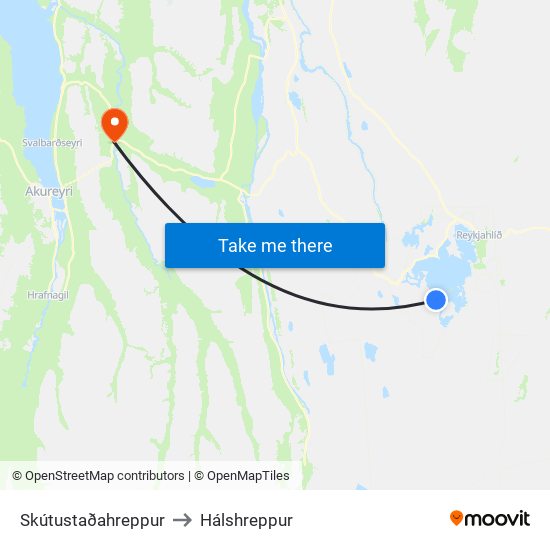 Skútustaðahreppur to Hálshreppur map