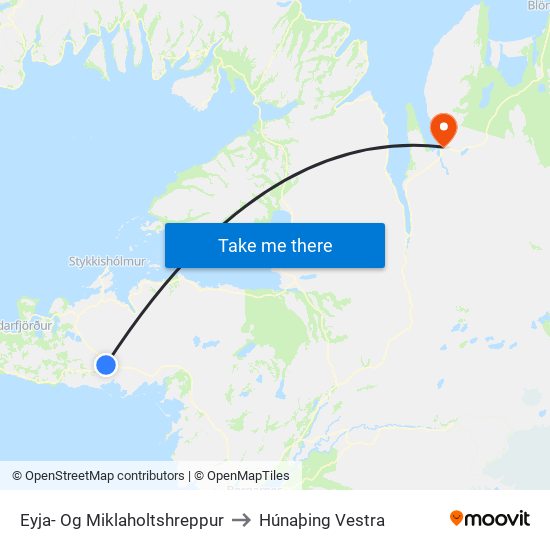 Eyja- Og Miklaholtshreppur to Húnaþing Vestra map