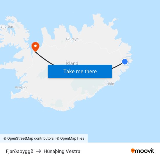 Fjarðabyggð to Húnaþing Vestra map