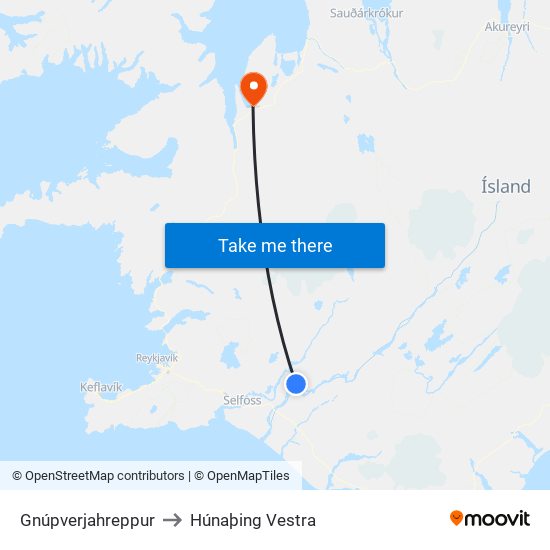 Gnúpverjahreppur to Húnaþing Vestra map