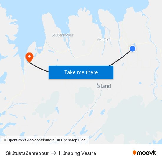 Skútustaðahreppur to Húnaþing Vestra map