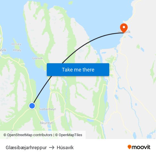 Glæsibæjarhreppur to Húsavík map