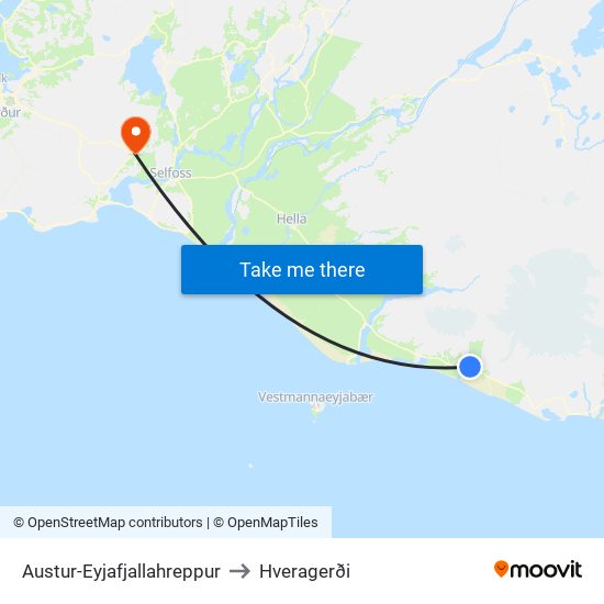 Austur-Eyjafjallahreppur to Hveragerði map