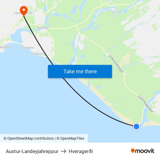 Austur-Landeyjahreppur to Hveragerði map