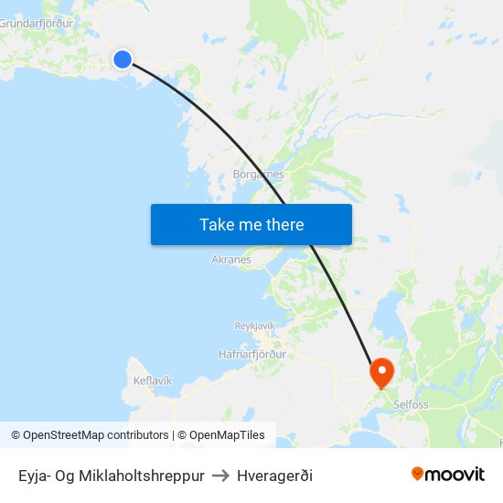 Eyja- Og Miklaholtshreppur to Hveragerði map