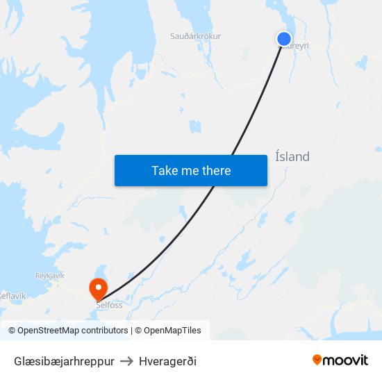 Glæsibæjarhreppur to Hveragerði map