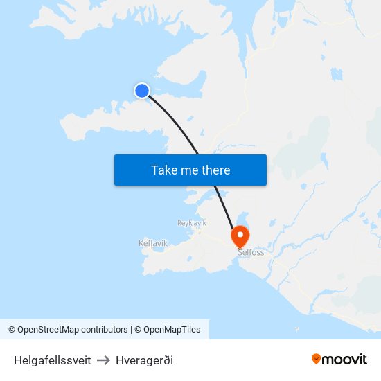 Helgafellssveit to Hveragerði map
