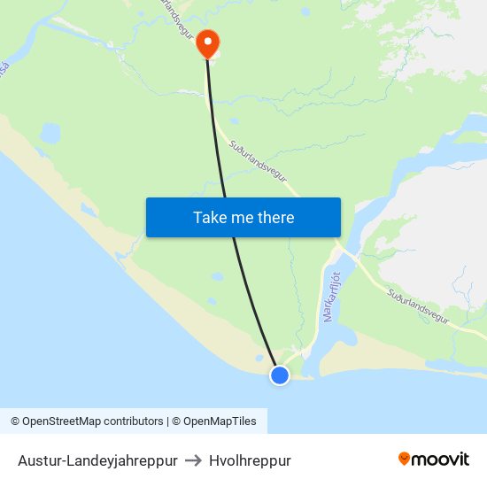 Austur-Landeyjahreppur to Hvolhreppur map