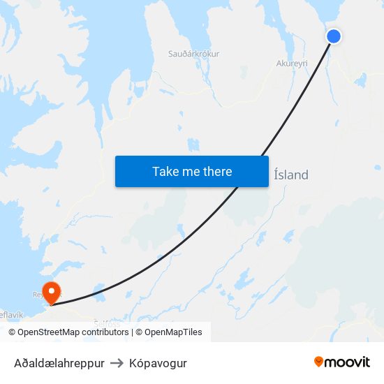 Aðaldælahreppur to Kópavogur map