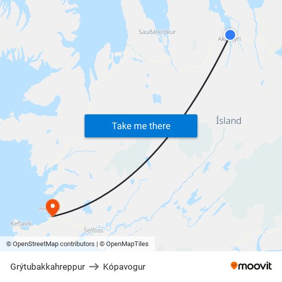 Grýtubakkahreppur to Kópavogur map