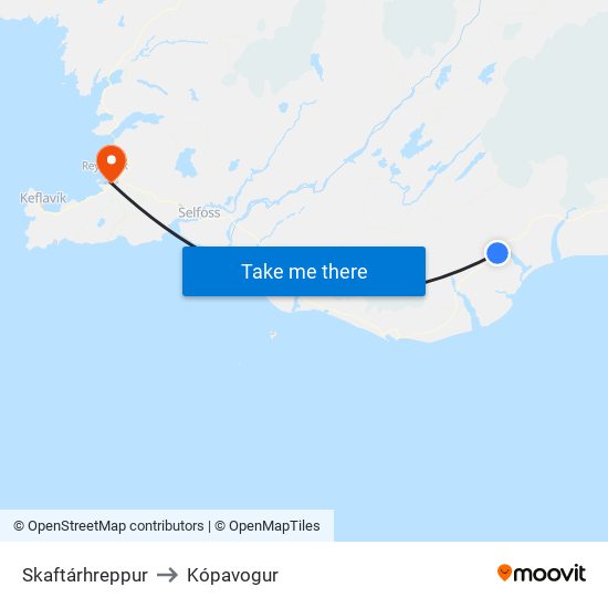 Skaftárhreppur to Kópavogur map