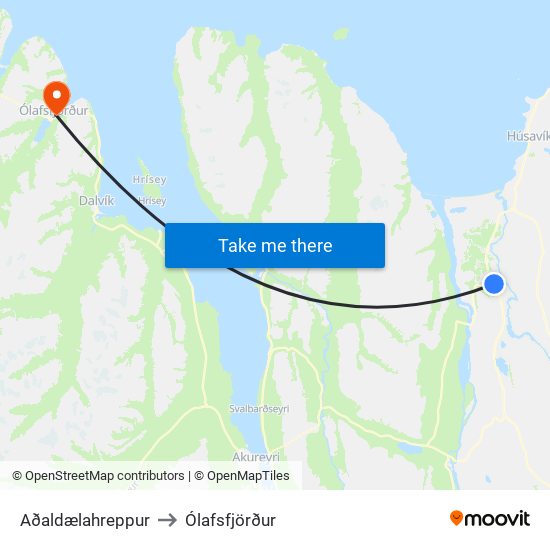 Aðaldælahreppur to Ólafsfjörður map