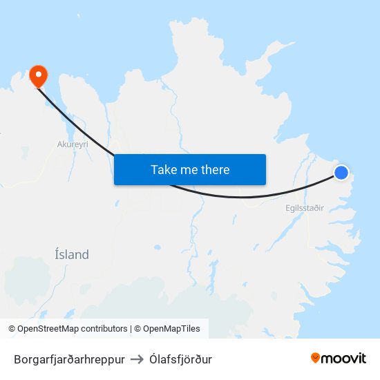 Borgarfjarðarhreppur to Ólafsfjörður map