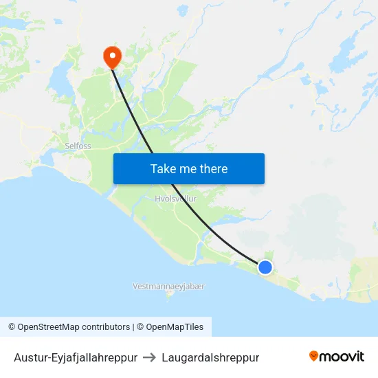 Austur-Eyjafjallahreppur to Laugardalshreppur map