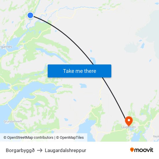 Borgarbyggð to Laugardalshreppur map