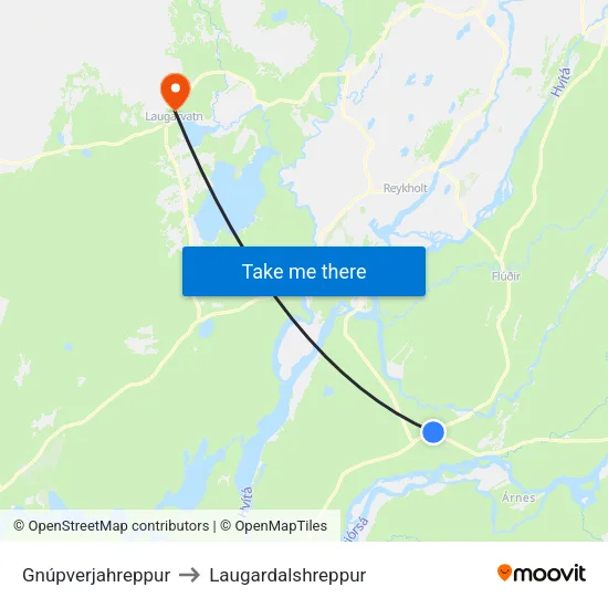 Gnúpverjahreppur to Laugardalshreppur map