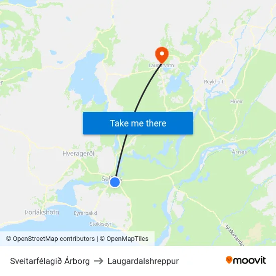 Sveitarfélagið Árborg to Laugardalshreppur map