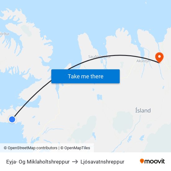 Eyja- Og Miklaholtshreppur to Ljósavatnshreppur map