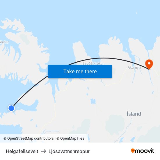 Helgafellssveit to Ljósavatnshreppur map