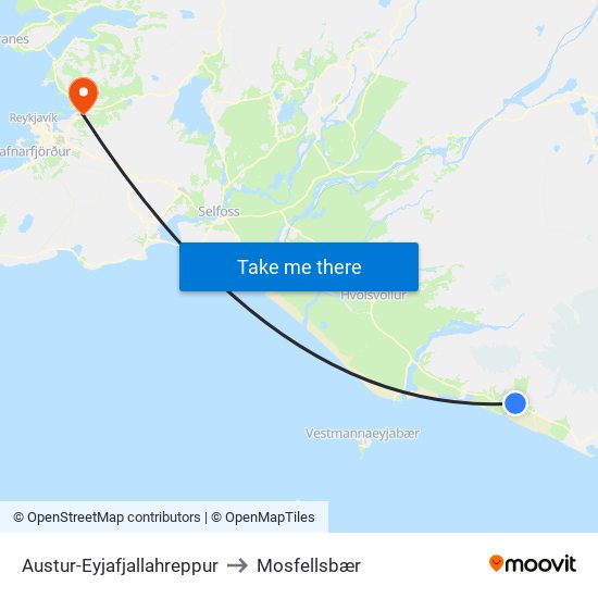 Austur-Eyjafjallahreppur to Mosfellsbær map