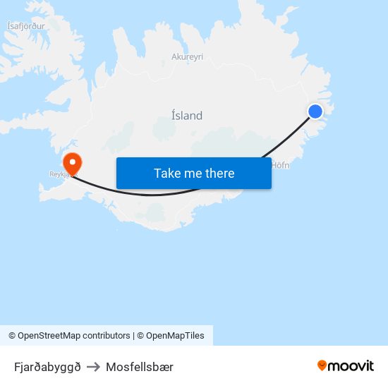 Fjarðabyggð to Mosfellsbær map