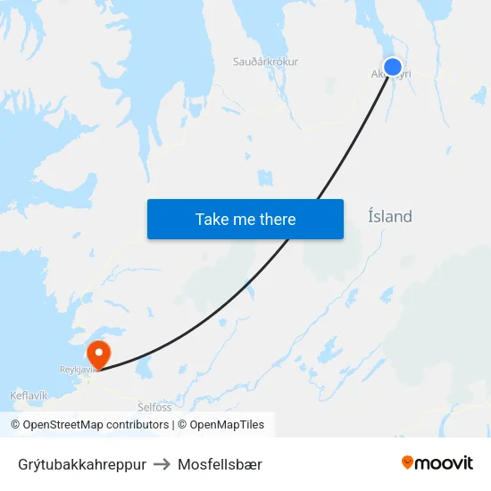 Grýtubakkahreppur to Mosfellsbær map