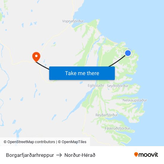 Borgarfjarðarhreppur to Norður-Hérað map
