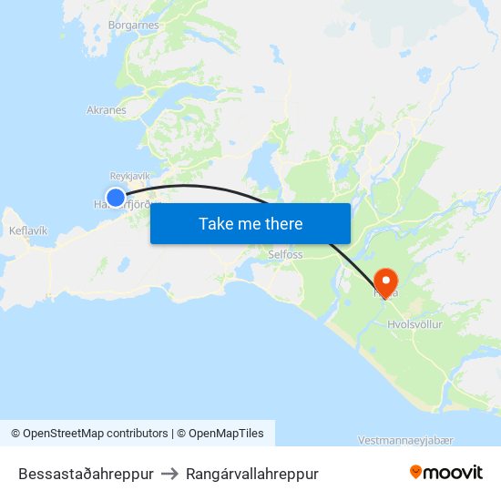 Bessastaðahreppur to Rangárvallahreppur map