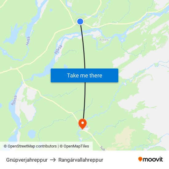 Gnúpverjahreppur to Rangárvallahreppur map