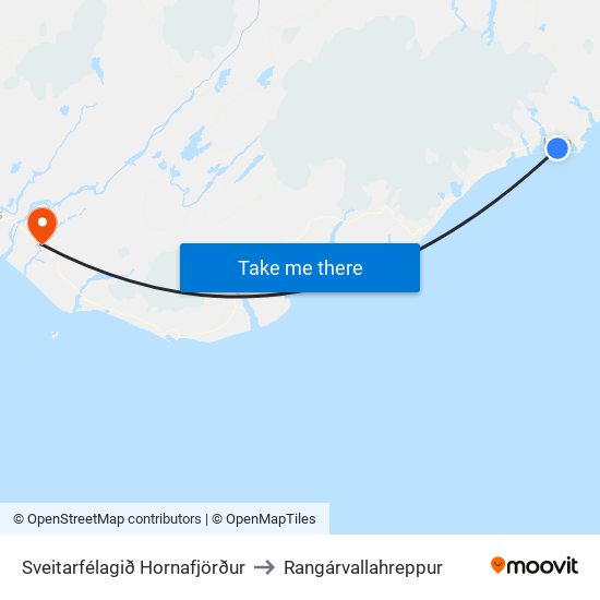 Sveitarfélagið Hornafjörður to Rangárvallahreppur map