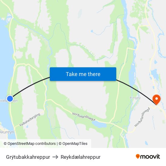Grýtubakkahreppur to Reykdælahreppur map