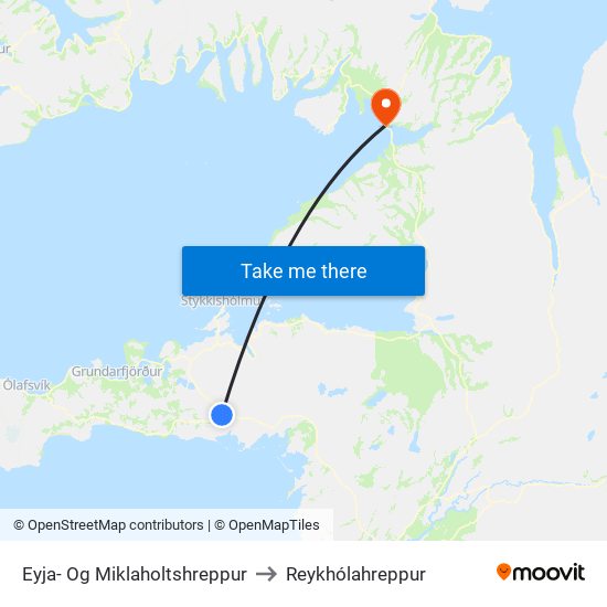 Eyja- Og Miklaholtshreppur to Reykhólahreppur map