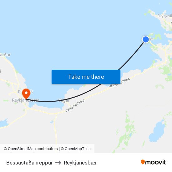 Bessastaðahreppur to Reykjanesbær map