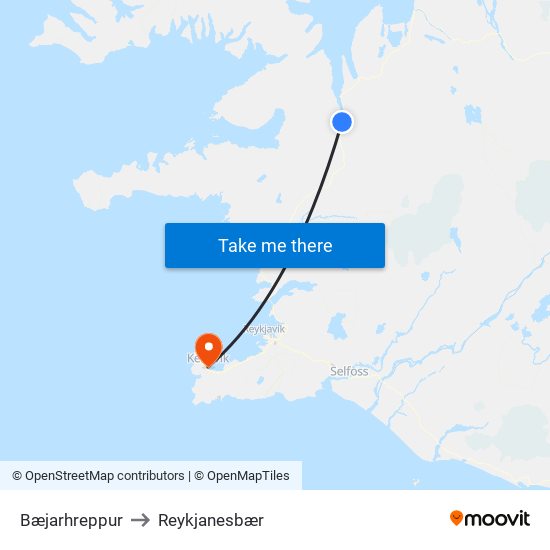 Bæjarhreppur to Reykjanesbær map