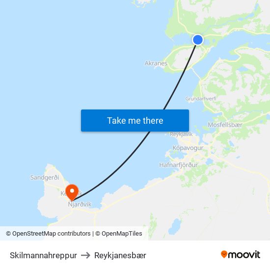 Skilmannahreppur to Reykjanesbær map