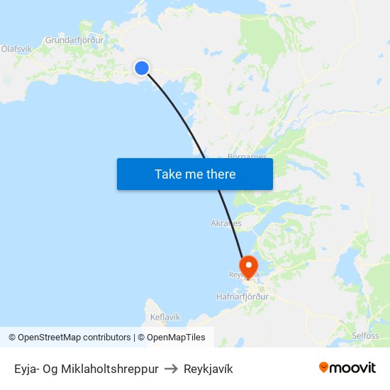 Eyja- Og Miklaholtshreppur to Reykjavík map