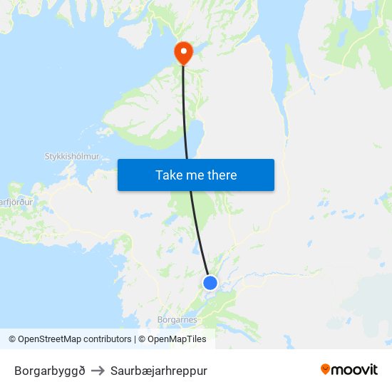Borgarbyggð to Saurbæjarhreppur map