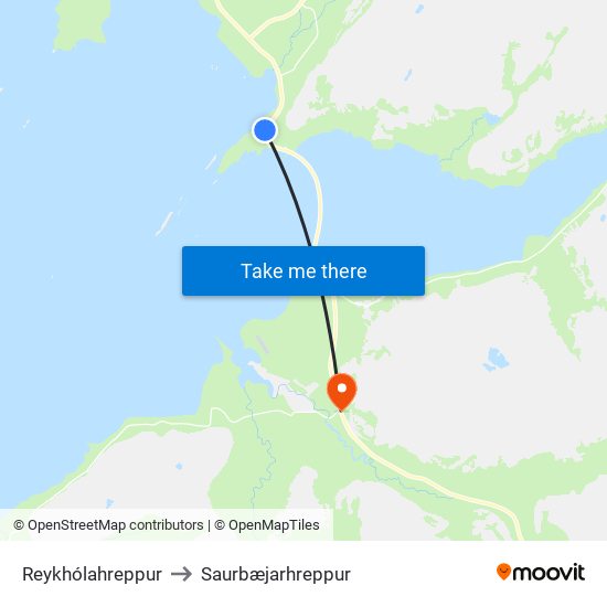 Reykhólahreppur to Saurbæjarhreppur map