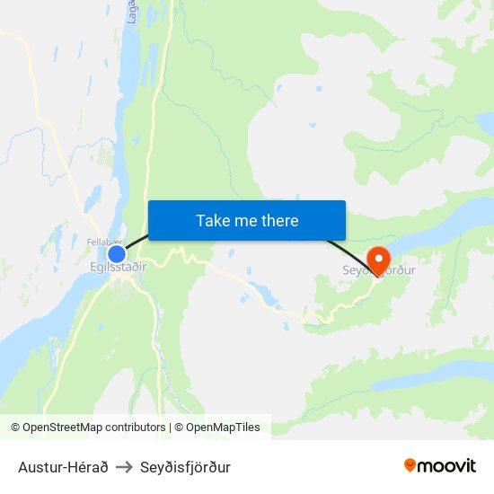 Austur-Hérað to Seyðisfjörður map