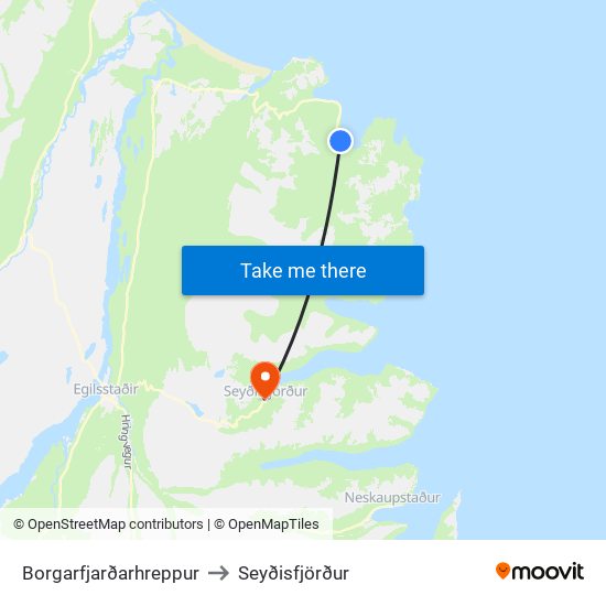 Borgarfjarðarhreppur to Seyðisfjörður map