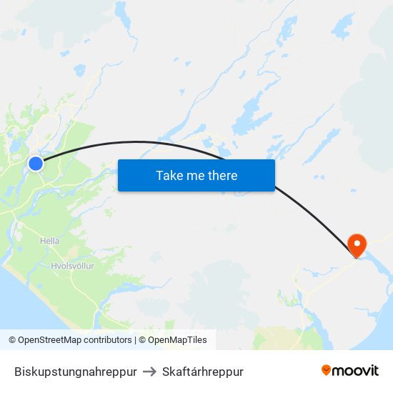 Biskupstungnahreppur to Skaftárhreppur map