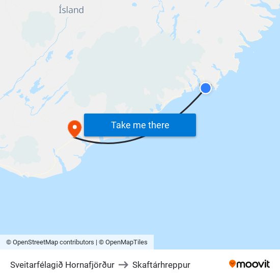 Sveitarfélagið Hornafjörður to Skaftárhreppur map