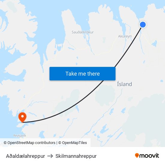 Aðaldælahreppur to Skilmannahreppur map